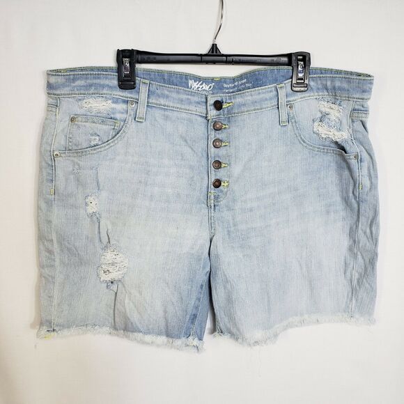 Mossimo Shorts Women Size 18 Mid Rise Boyfriend Light Wash Button Fly Distressed - Picture 6 of 8